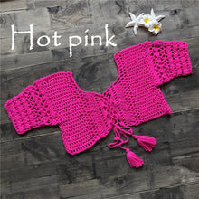 Load image into Gallery viewer, Solid hollow,Bikini Tops,Biquini Swim Beachwear
