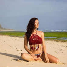 Load image into Gallery viewer, Hollow Out Tassel ,Sexy Crop Tops
