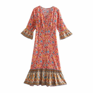 Maxi Dress, Boho Sundress,Floral Print