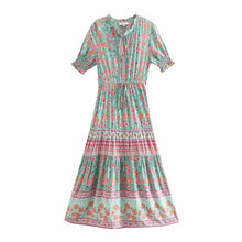 Load image into Gallery viewer, Ruffles Floral,Bohemian Midi Dress ,Boho Dress
