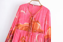 Load image into Gallery viewer, Star and Moon Print,Boho Maxi Dress,Beach Bohemian Dress
