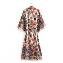 Load image into Gallery viewer, Multi Floral print ,Boho Kimono robe,Bikini Cover-ups
