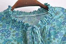Load image into Gallery viewer, Green floral print,Bohemian dresses ,Boho midi vestidos
