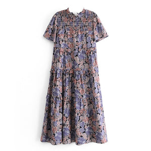 Floral print  ruffles, midi dress, Boho dress