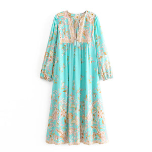Floral Print,Bohemian Midi  Sundress,Boho Dress