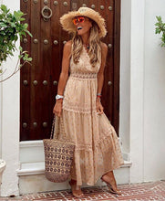 Load image into Gallery viewer, Solid Lace,Bohemian Maxi Dress ,Boho Sundress
