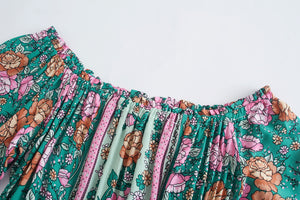 Floral Print ,Bohemian Mini Dress, Boho Sundress