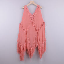 Load image into Gallery viewer, Solid hollow,Bohemian mini dress,Boho sundress
