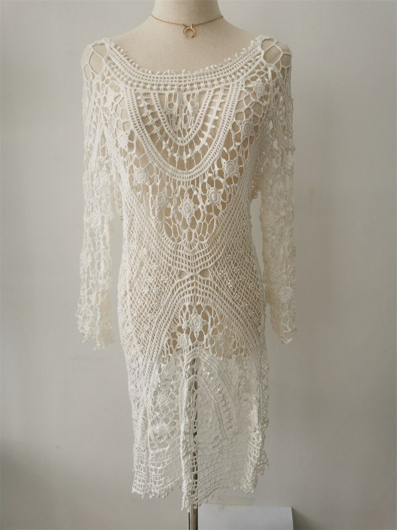 Hollow Lace, Boho Mini Dress,bohemian Sundress