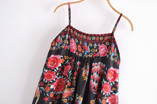 Load image into Gallery viewer, Peacock floral print, Bohemian dresses,Boho midi sundress
