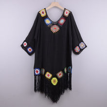 Load image into Gallery viewer, Solid hollow,Bohemian mini dress,Boho sundress
