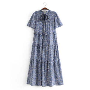 Floral print  ruffles, midi dress, Boho dress