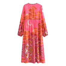 Load image into Gallery viewer, Star and Moon Print,Boho Maxi Dress,Beach Bohemian Dress
