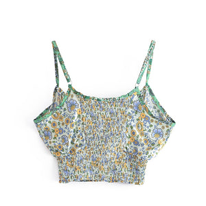 Boho Sets,Long Pants and Tops,Green Floral Print