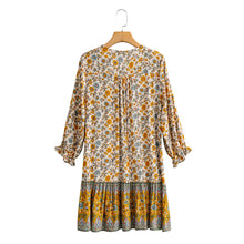 Load image into Gallery viewer, Floral print v-neck,Boho sundress,Boho mini dress
