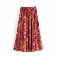 Load image into Gallery viewer, Boho Skirt, Maxi Skirt, Red Wild Flower
