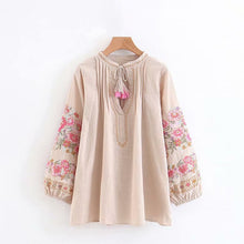 Load image into Gallery viewer, Boho Blouse, Vintage Blouse,Embroidery Linen cotton
