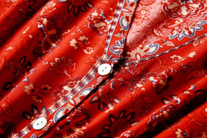 Red Floral Print, Boho Bodysuits,Bohemian Rompers