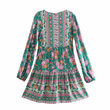 Load image into Gallery viewer, Floral print , Bohemian mini dress, Boho sundress
