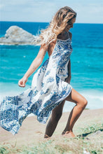 Load image into Gallery viewer, Peacock floral print, Bohemian dresses,Boho midi sundress
