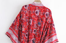 Load image into Gallery viewer, Boho Floral Kimono,Boho robe Cover-up
