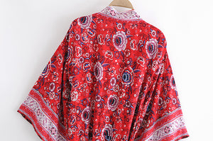 Boho Floral Kimono,Boho robe Cover-up