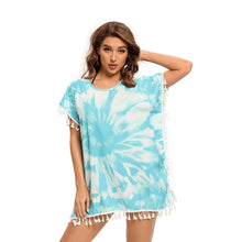 Load image into Gallery viewer, Rainbow Hollow Out ,Bohemian Mini Dress, Boho Sundress
