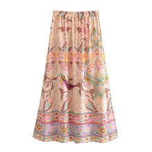 Load image into Gallery viewer, Peacock Floral Print,Bohemian Maxi Skirts,Boho Skirts
