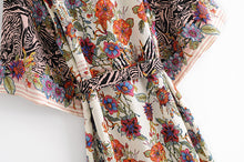 Load image into Gallery viewer, Multi Floral print ,Boho Kimono robe,Bikini Cover-ups
