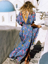 Load image into Gallery viewer, Peacock Floral Print,Bohemian Maxi Sundress, Boho Dress
