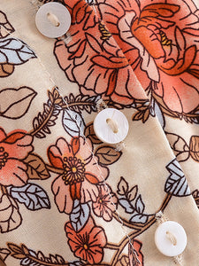 Vintage Floral Print,Beach Bohemian Maxi Dress, Boho Dress Robe