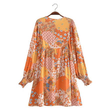 Load image into Gallery viewer, Lantern Sleeve Dresses,Bohemian Mini Dress
