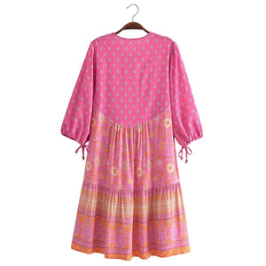 Beach Bohemian Dresses,Cotton Mini Dress