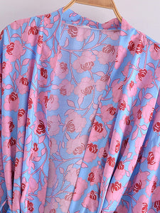 Floral Print Robe,Bohemian Kimono,Boho Cover-ups
