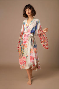 Floral Print Kimono,Bohemian Cover-ups,Boho Robe