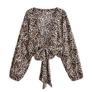Leopard Print Shirt,Bohemian Blouses,Beach Boho Cover-up