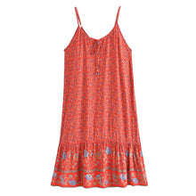 Load image into Gallery viewer, Red Floral Sleeveless ,Beach Bohemian Dress,Boho Midi Dress Robe
