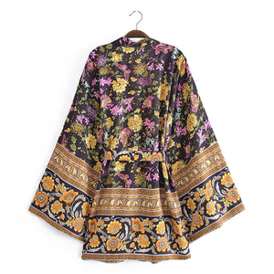 Boho Short Robe,Beach Bohemian Kimono ,Bikini Cover-up