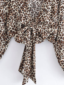 Leopard Print Shirt,Bohemian Blouses,Beach Boho Cover-up