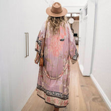 Load image into Gallery viewer, Floral Print Kimono,Bohemian Robe ,Batwing Sleeves Cover-ups
