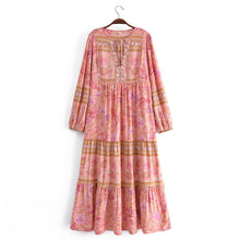 Load image into Gallery viewer, Pink Floral Print, Beach Maxi Dresses Robe,Bohemian Dress
