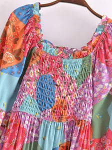 Elastic Chest Dresses,Bohemian Mini Dress
