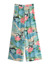 Load image into Gallery viewer, Green Crane Wide Leg Pant,Loose Boho Pants
