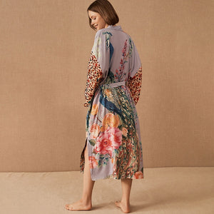 Floral Print Kimono,Bohemian Cover-ups,Boho Robe
