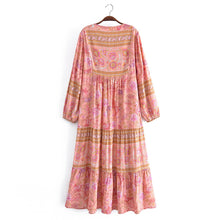 Load image into Gallery viewer, Pink Floral Print, Beach Maxi Dresses Robe,Bohemian Dress
