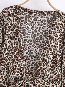 Leopard Print Shirt,Bohemian Blouses,Beach Boho Cover-up