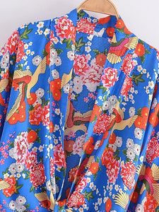 Floral Print Short Robe,Bikini Boho Cover-ups