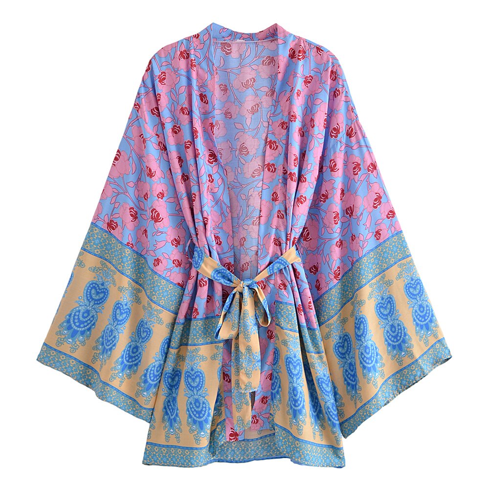 Floral Print Robe,Bohemian Kimono,Boho Cover-ups
