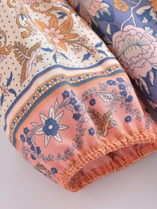 Vintage Floral Print,Beach Bohemian Maxi Dress ,Boho Dresses Robe