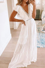 Load image into Gallery viewer, White Lace Dress,Ruffles Boho Maxi Dress
